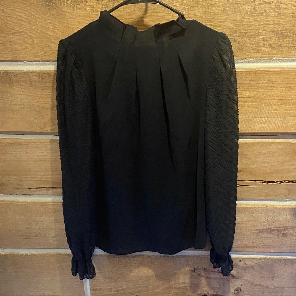 SHEIN Black Textured Sleeve Blouse
